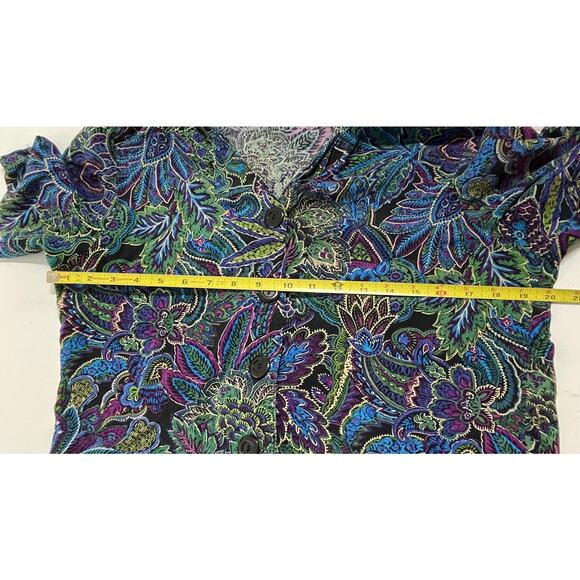 Vintage Norton McNaughton Button Up Blouse 12 Blue Purple Short Sleeve 80s Retro - Picture 5 of 5